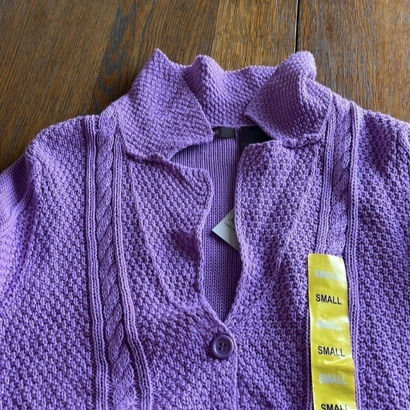 NWT Heather B lilac button-down sweater V-neck Long sleeve textured knit size S - Picture 13 of 13